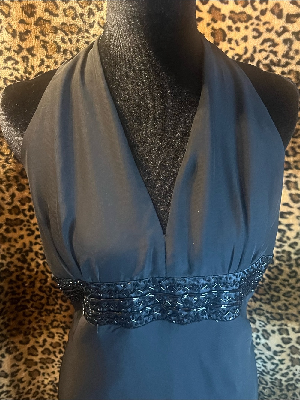 Elegant Black Halter Wedding Guest Dress with Beaded Waist